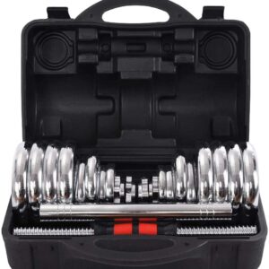 30kg dumbell set with connecting bar + case